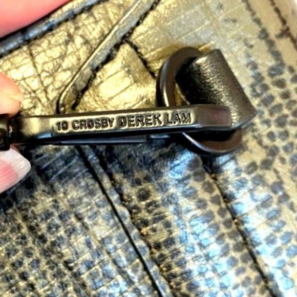 Derek Lam 10 Crosby Taupe/Gray Lizard Embossed Leather Clutch Crossbody - Picture 9 of 10